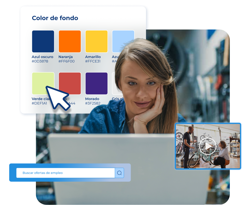 Mujer ejecutiva adaptando su propia web de empleo a las necesidades de su empresa